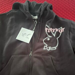 PLAYBOY Black and Pink Hoodie